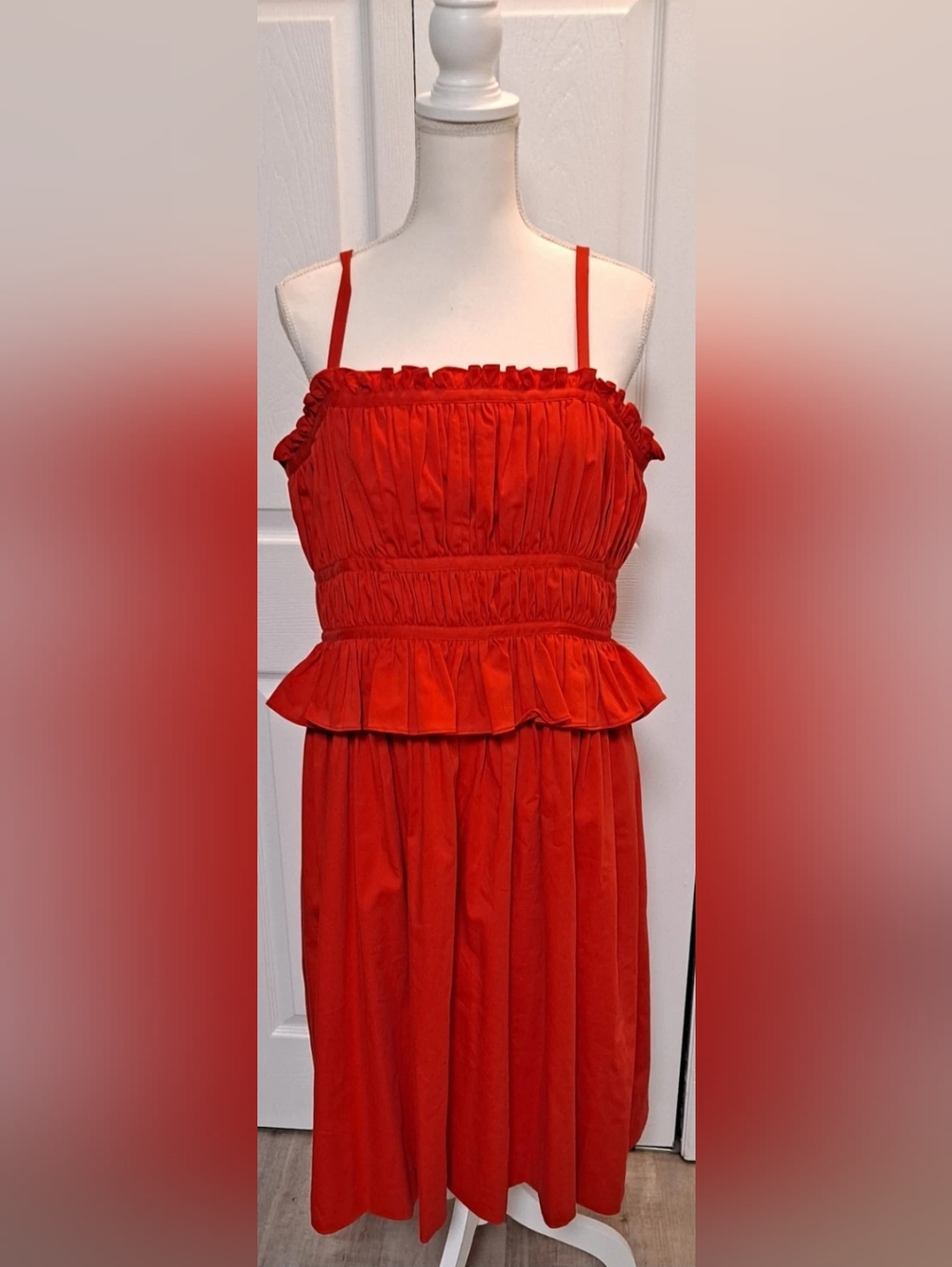 Red Ruched Peplum Sundress